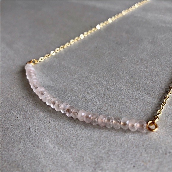 Handmade Crystal Bar, 14k Gold Boho Necklace - Picture 3 of 5